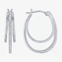 (G-H / Si2-I1) Womens 1/4 CT. T.W. Lab Grown White Diamond Sterling Silver 24mm Hoop Earrings