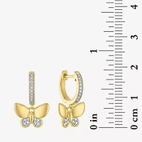 (G-H / Si2-I1) Womens 1/10 CT. T.W. Lab Grown White Diamond 14K Gold Over Silver 11.2mm Butterfly Hoop Earrings