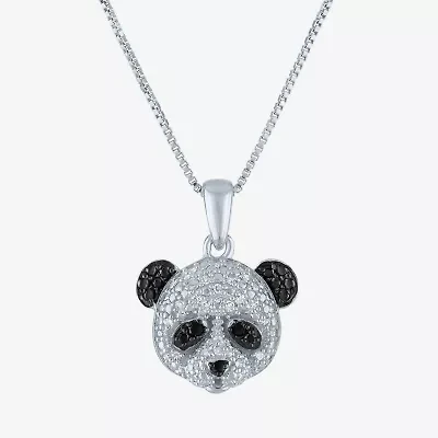 Panda (G-H / Si2-I1) Womens 1/10 CT. T.W. Natural Black Diamond Sterling Silver 18 Inch Pendant Necklace