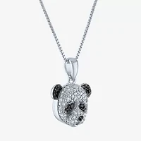 Panda (G-H / Si2-I1) Womens 1/10 CT. T.W. Natural Black Diamond Sterling Silver 18 Inch Pendant Necklace