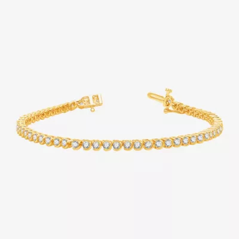 (Si1-Si2/G) Womens 3 CT. T.W. Lab Grown White Diamond Sterling Silver 7.5 Inch Tennis Bracelet