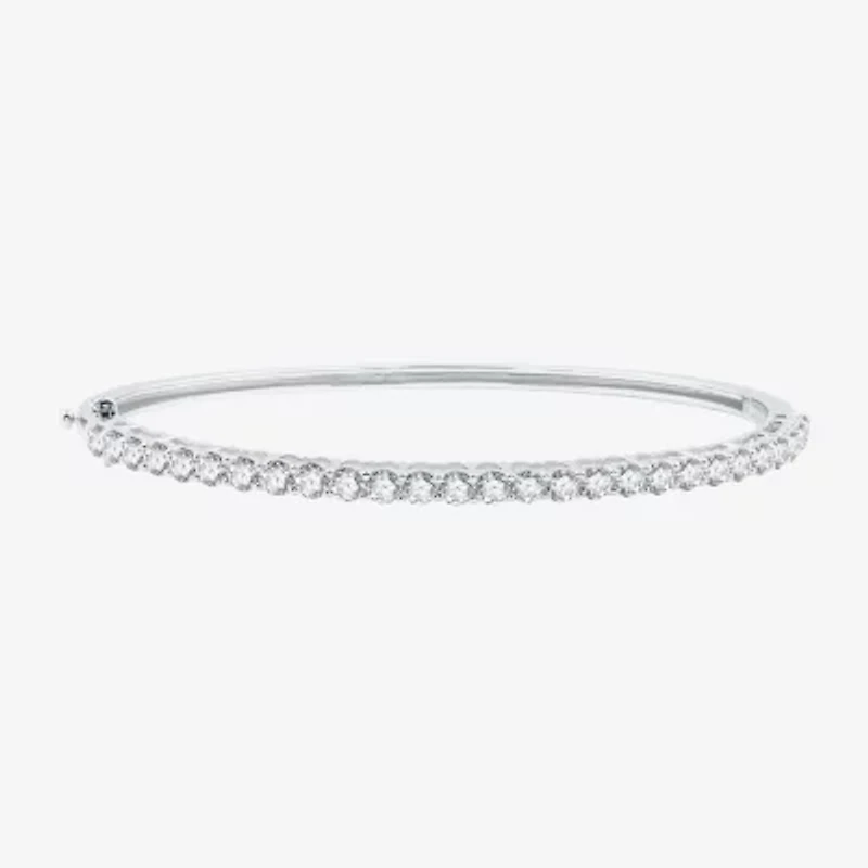 (G / Si1-Si2) Womens 3 CT. T.W. Lab Grown White Diamond Sterling Silver Bangle Bracelet