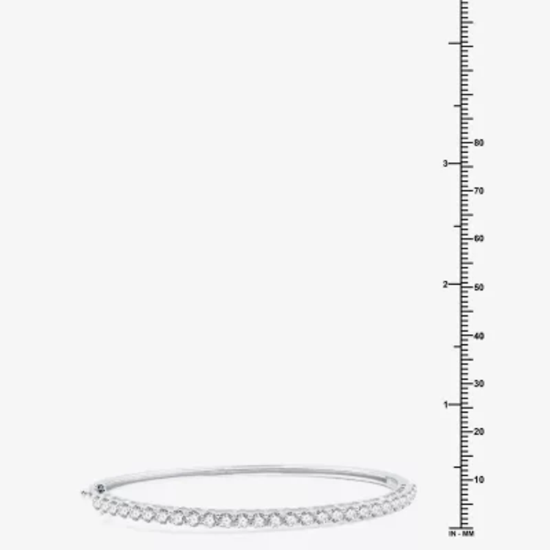 (G / Si1-Si2) Womens 3 CT. T.W. Lab Grown White Diamond Sterling Silver Round Bangle Bracelet