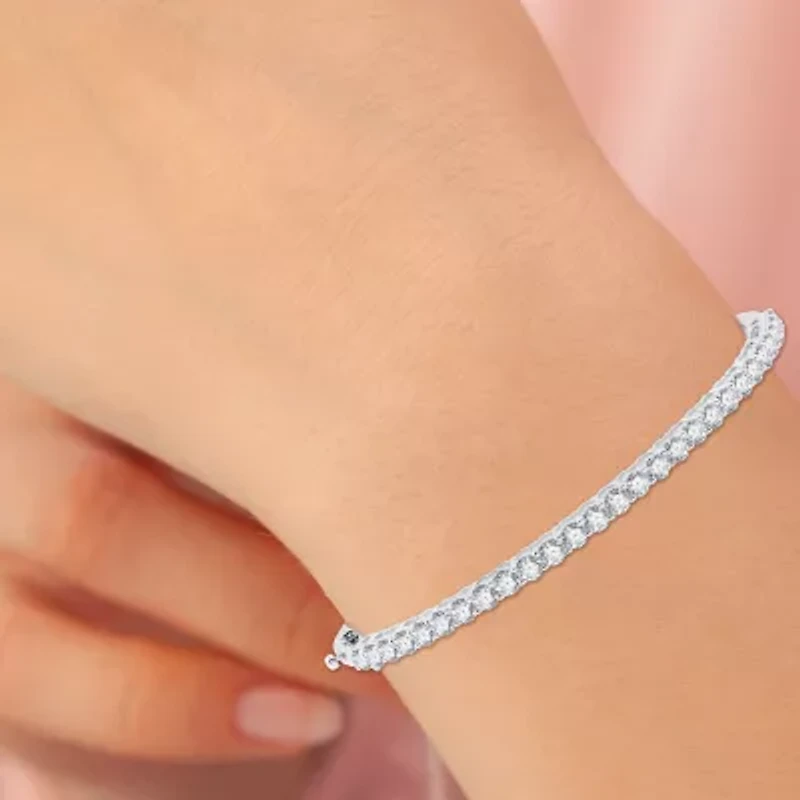 (G / Si1-Si2) Womens 3 CT. T.W. Lab Grown White Diamond Sterling Silver Round Bangle Bracelet