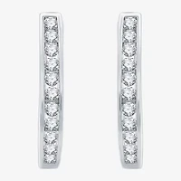 (G / Si1-Si2) Womens 1 CT. T.W. Lab Grown White Diamond Sterling Silver 24.8mm Oval Hoop Earrings