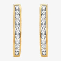 (G / Si1-Si2) Womens 1 CT. T.W. Lab Grown White Diamond 14K Gold Over Silver Sterling Silver 24.9mm Oval Hoop Earrings