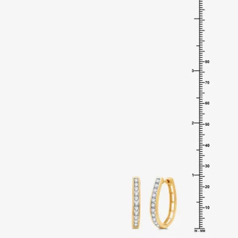 (G / Si1-Si2) Womens 1 CT. T.W. Lab Grown White Diamond 14K Gold Over Silver Sterling Silver 24.9mm Oval Hoop Earrings