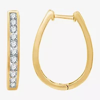 (G / Si1-Si2) Womens 1 CT. T.W. Lab Grown White Diamond 14K Gold Over Silver Sterling Silver 24.9mm Oval Hoop Earrings