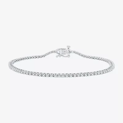 (G / Si1-Si2) Womens 1 CT. T.W. Lab Grown White Diamond Sterling Silver 7.5 Inch Tennis Bracelet