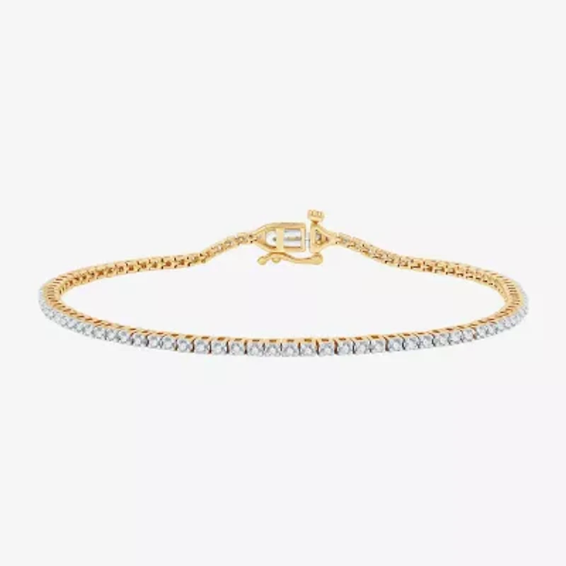 (G / Si1-Si2) Womens 1 CT. T.W. Lab Grown White Diamond Sterling Silver 7.5 Inch Tennis Bracelet