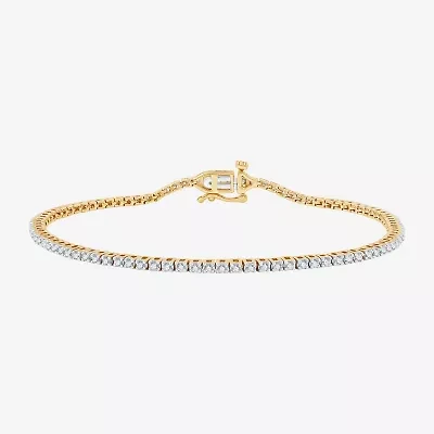 (G / Si1-Si2) Womens 1 CT. T.W. Lab Grown White Diamond Sterling Silver 7.5 Inch Tennis Bracelet