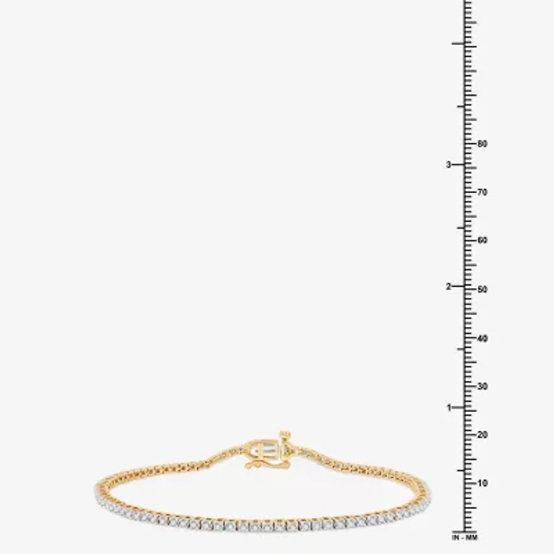 (G / Si1-Si2) Womens 1 CT. T.W. Lab Grown White Diamond 14K Gold Over Silver Sterling Silver 7.5 Inch Tennis Bracelet