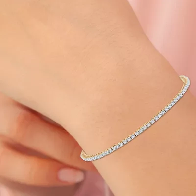 (G / Si1-Si2) Womens 1 CT. T.W. Lab Grown White Diamond 14K Gold Over Silver Sterling Silver 7.5 Inch Tennis Bracelet