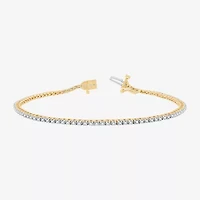(G / Si1-Si2) Womens 1 CT. T.W. Lab Grown White Diamond 14K Gold Over Silver Sterling Silver 7.5 Inch Tennis Bracelet