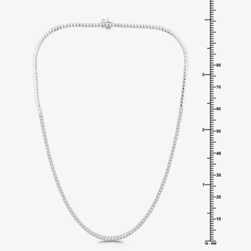 (G / Si1-Si2) Womens White Diamond Sterling Silver 18 Inch Tennis Necklace