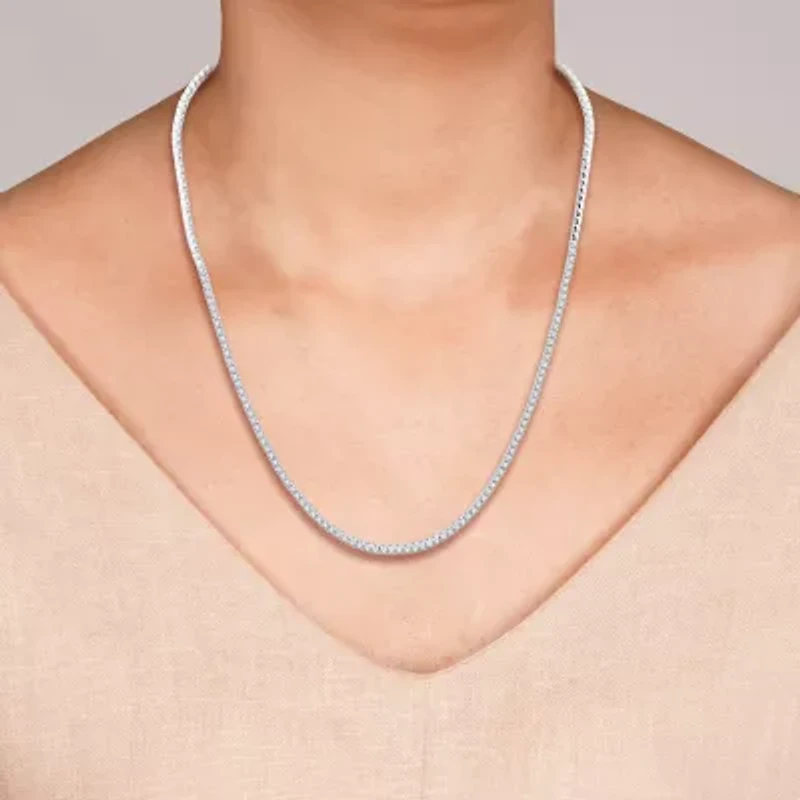 (G / Si1-Si2) Womens White Diamond Sterling Silver 18 Inch Tennis Necklace