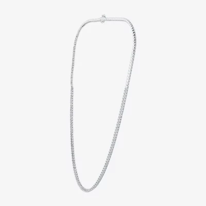 (G / Si1-Si2) Womens White Diamond Sterling Silver 18 Inch Tennis Necklace