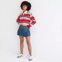 Arizona Womens Juniors Long Sleeve Regular Fit Striped Rugby Shirt