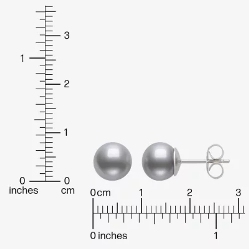 Cultured Freshwater Pearl Sterling Silver 8mm Ball Stud Earrings