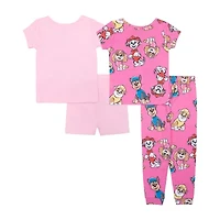 Toddler Girls Paw Patrol Crew Neck Short Sleeve 4-pc. Pajama Sets