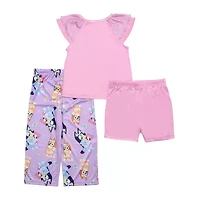 Toddler Girls Bluey Crew Neck Short Sleeve 3-pc. Pajama Sets