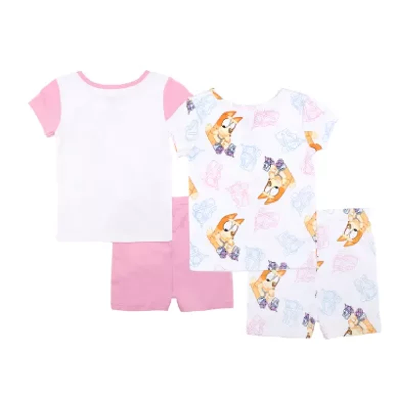 Toddler Girls Bluey Crew Neck Short Sleeve 4-pc. Pajama Sets