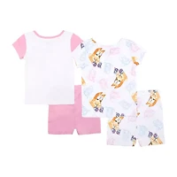 Toddler Girls Bluey Crew Neck Short Sleeve 4-pc. Pajama Sets