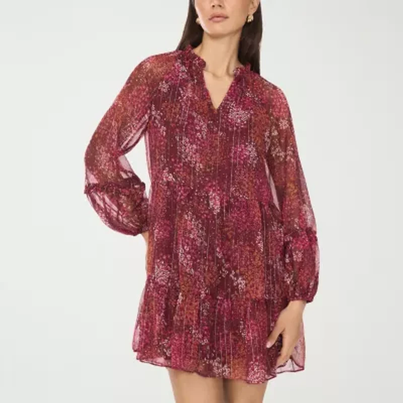 MSK Womens 3/4 Sleeve Floral Babydoll Dress