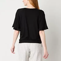 Liz Claiborne Womens V Neck Short Sleeve Tall Wrap Shirt