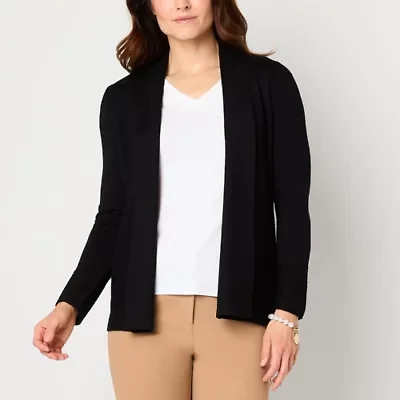 Liz Claiborne Tall Womens Long Sleeve Open Front Cardigan