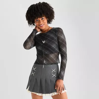 Joaquina for JCPenney Womens Mock Neck Long Sleeve Juniors Layered Top