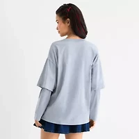 Joaquina for JCPenney Womens Crew Neck Long Sleeve Juniors T-Shirt