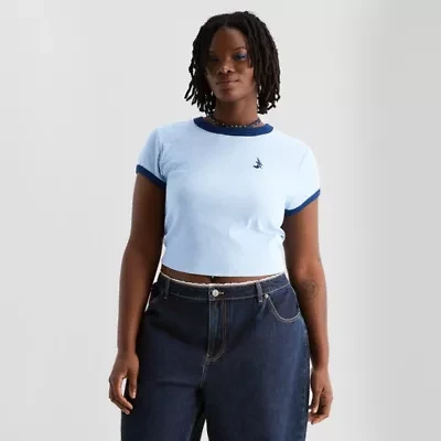 Joaquina for JCPenney Womens Crew Neck Short Sleeve Juniors Plus T-Shirt