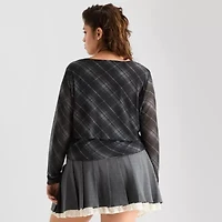 Joaquina for JCPenney Womens Mock Neck Long Sleeve Juniors Plus Blouse