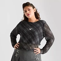 Joaquina for JCPenney Womens Mock Neck Long Sleeve Juniors Plus Blouse