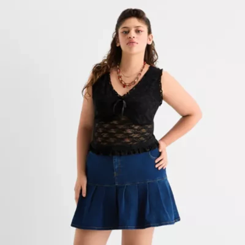 Joaquina for JCPenney Womens V Neck Sleeveless Juniors Plus Tank Top