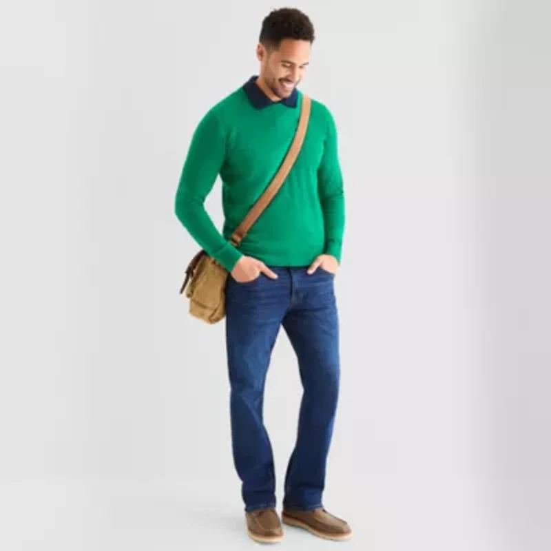 St. John's Bay Fine Gauge Mens Crew Neck Long Sleeve Pullover Sweater