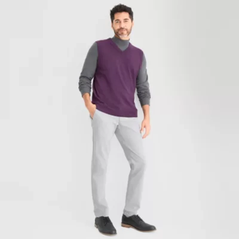 St. John's Bay Fine Gauge Mens V Neck Sweater Vest