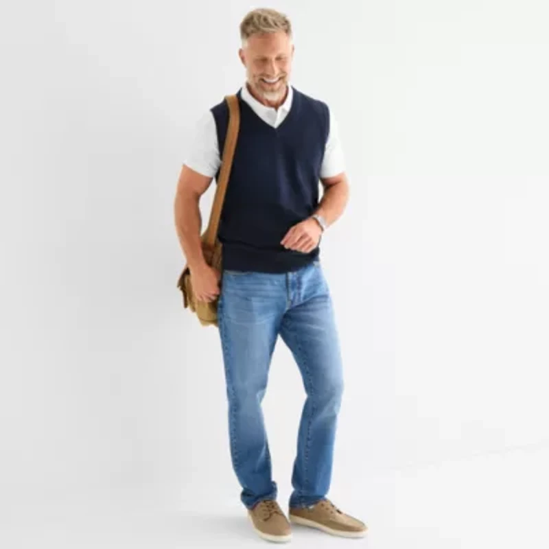 St. John's Bay Fine Gauge Mens V Neck Sweater Vest