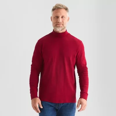 St. John's Bay Interlock Mens Long Sleeve Mock Neck Top
