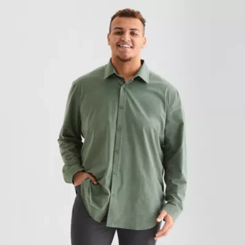 Stylus Mens Long Sleeve Cuffed Regular Fit Big and Tall Button-Down Shirt