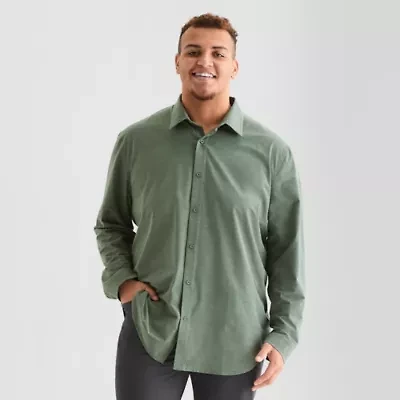 Stylus Mens Long Sleeve Cuffed Regular Fit Big and Tall Button-Down Shirt
