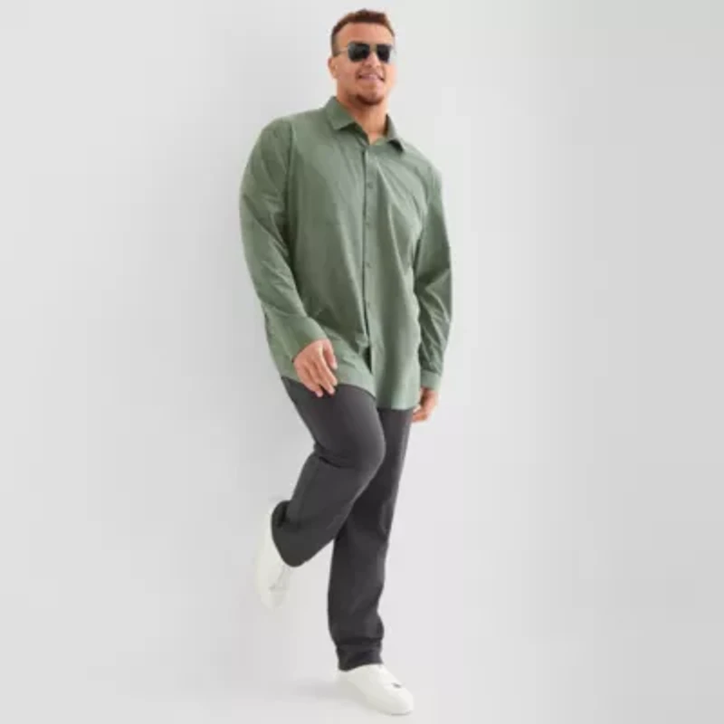 Stylus Mens Long Sleeve Cuffed Regular Fit Big and Tall Button-Down Shirt