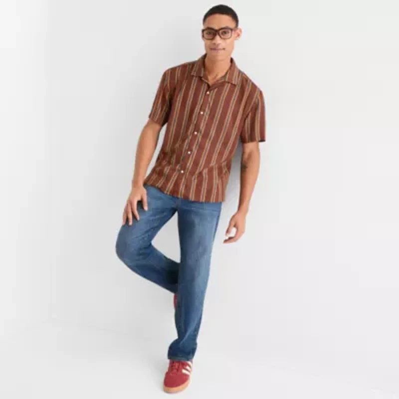 Arizona Mens Short Sleeve Regular Fit Button-Down Shirt