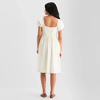 Hope & Wonder Womens Short Sleeve Floral Fit + Flare Dress
