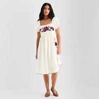 Hope & Wonder Womens Short Sleeve Floral Fit + Flare Dress