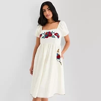 Hope & Wonder Womens Short Sleeve Floral Fit + Flare Dress