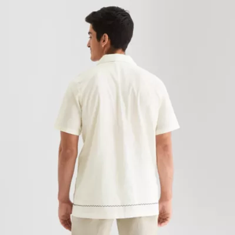 Hope & Wonder Hispanic Heritage Month Mens Short Sleeve Regular Fit Embroidered Button-Down Shirt