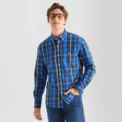 U.S. Polo Assn. Stretch Poplin Mens Long Sleeve Classic Fit Fabric Embroidered Button-Down Shirt