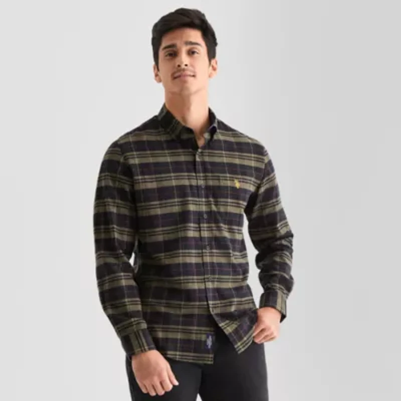 U.S. Polo Assn. Stretch Twill Mens Long Sleeve Classic Fit Fabric Embroidered Button-Down Shirt